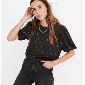 Madewell Metallic Jacquard Puff-Sleeve Top